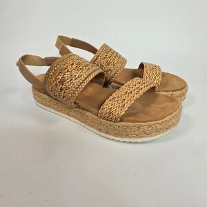 Sun‎ + Stone Karli Sandals Womens 9M Tan Gold Espadrille Platform Boho Festival